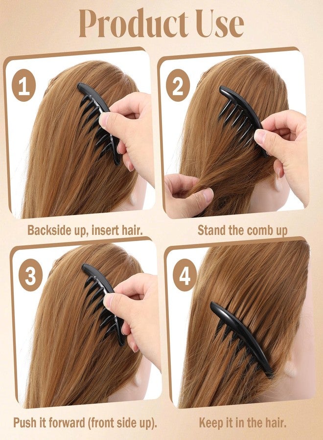 Ymapinc 7 Tooth French Hair Comb 3PCS Plastic Elegant French Hair Side Combs for Women Girls Tidying up Stray Buns Hairpin Clips Accessories Tortoiseshell Color with Leopard Print - Image 5